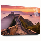 Large acrylic print of the Great Wall of China in muted earth tones, ideal for bedroom or dining room art.