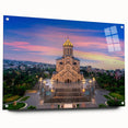 Large abstract wall art on acrylic depicting vibrant Asian scenery, ideal for bedroom or dining room decor.