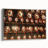 Framed canvas depicting a vintage-style Hong Kong landscape with colorful and black elements, ideal for living room decor.