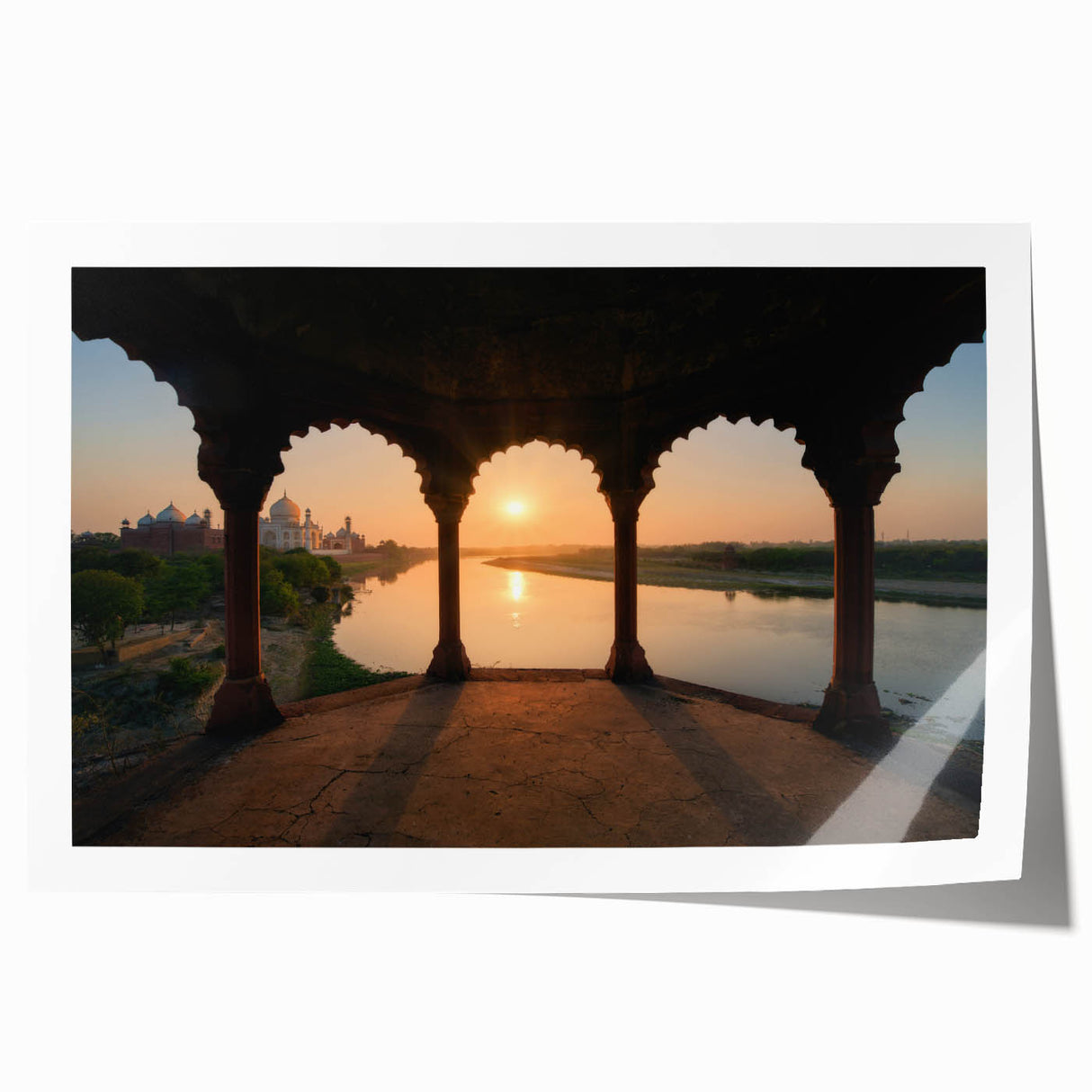 Extra large rolled print of a vibrant Indian landscape with lush greenery and floral elements.