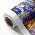 Art Deco poster of an Indonesian scenery in pastel shades, rolled canvas, ideal for nursery wall art.