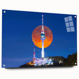 Acrylic glass print of a large abstract depiction of a Korean landscape in muted earth tones.