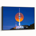 Black and white framed canvas featuring a vintage Korean landscape, ideal for bedroom decor.