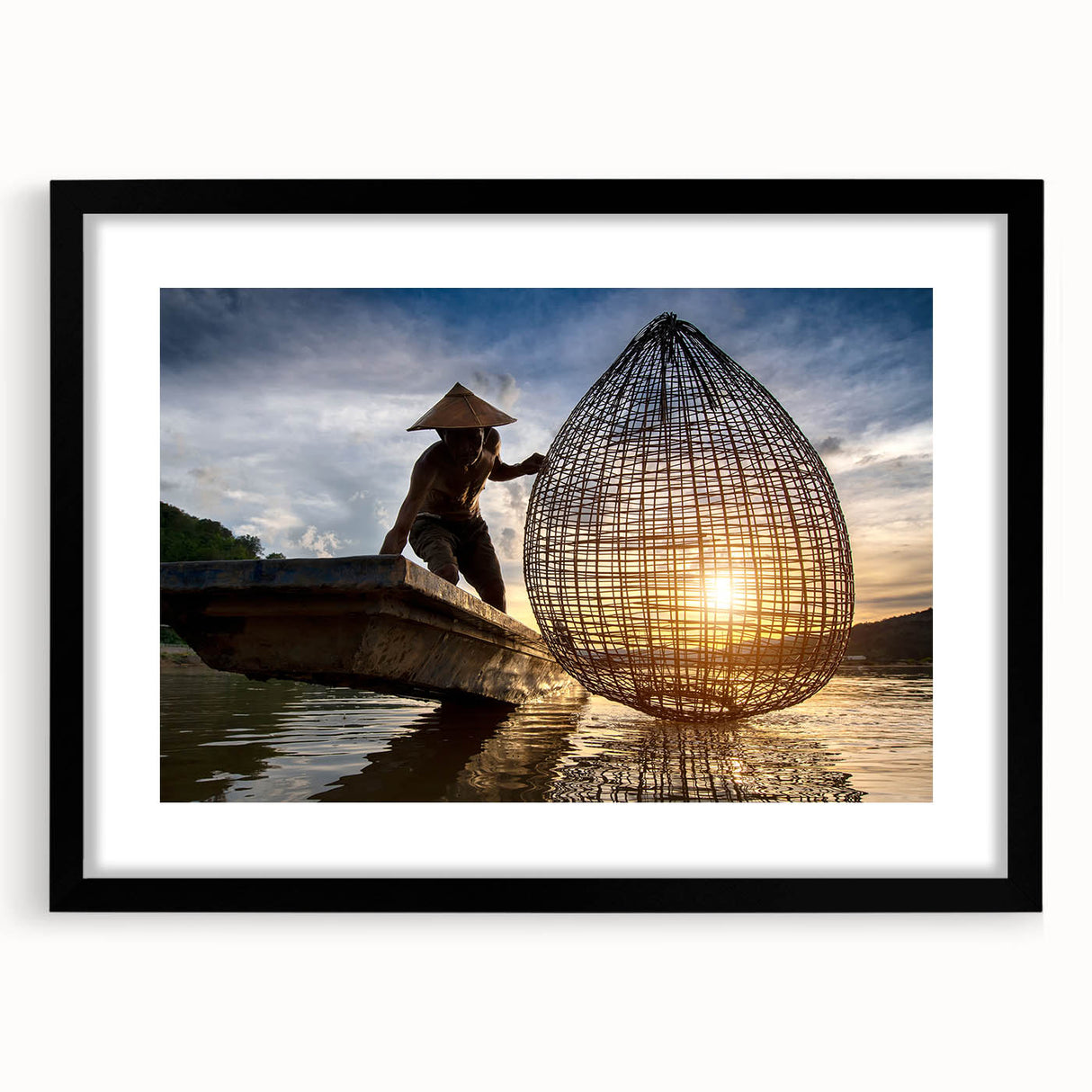 Extra large framed abstract art print depicting a colorful, textured scenery of Laos, ideal for living room decor.