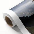 Art deco poster of a serene Laos landscape in soft pastel shades on rolled canvas, suitable for nursery wall art.