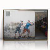 Large art print of a Malaysian landscape in gold tones on framed acrylic, ideal for modern art wall decor.