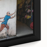 Extra large framed canvas featuring a textured, colorful abstract design on a black background, ideal for living room decor.