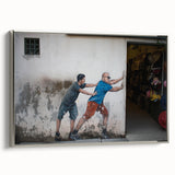 Landscape art painting of a Malaysian scenery in vibrant colors on a framed canvas, ideal for living room decor.