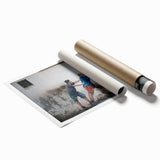 Extra large rolled print of a Malaysian landscape featuring vivid green flora and soft blue skies.