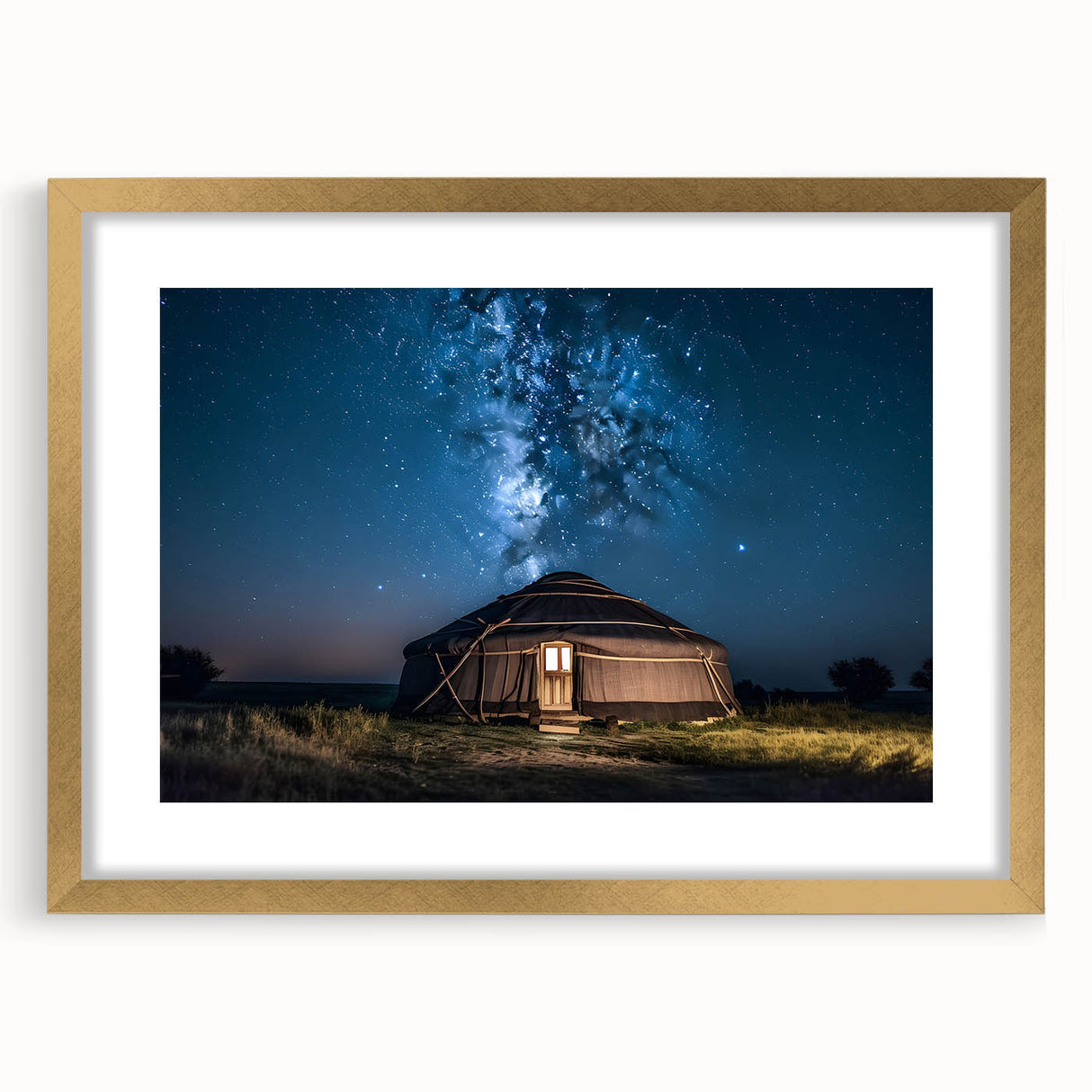 Extra large framed wall art featuring an abstract textured scenery of Mongolia in muted earth tones.