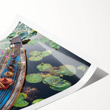 Extra large wall art featuring line art flowers with vibrant hues on a rolled canvas, ideal for large living room decor.