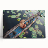 Black and white image of Myanmar scenery on stretched canvas, suitable as large kitchen wall art or for bedroom ambiance.