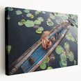 Large canvas print depicting a tranquil Myanmar landscape in muted green and blue tones, suitable for kitchen wall art.