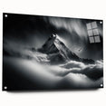 Acrylic print of a large abstract depiction of Nepalese scenery in muted earth tones, ideal for bedroom or dining room decor.