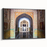 Black and white landscape art painting of a scenic Pakistani view on a framed canvas, ideal for bedroom wall decor.