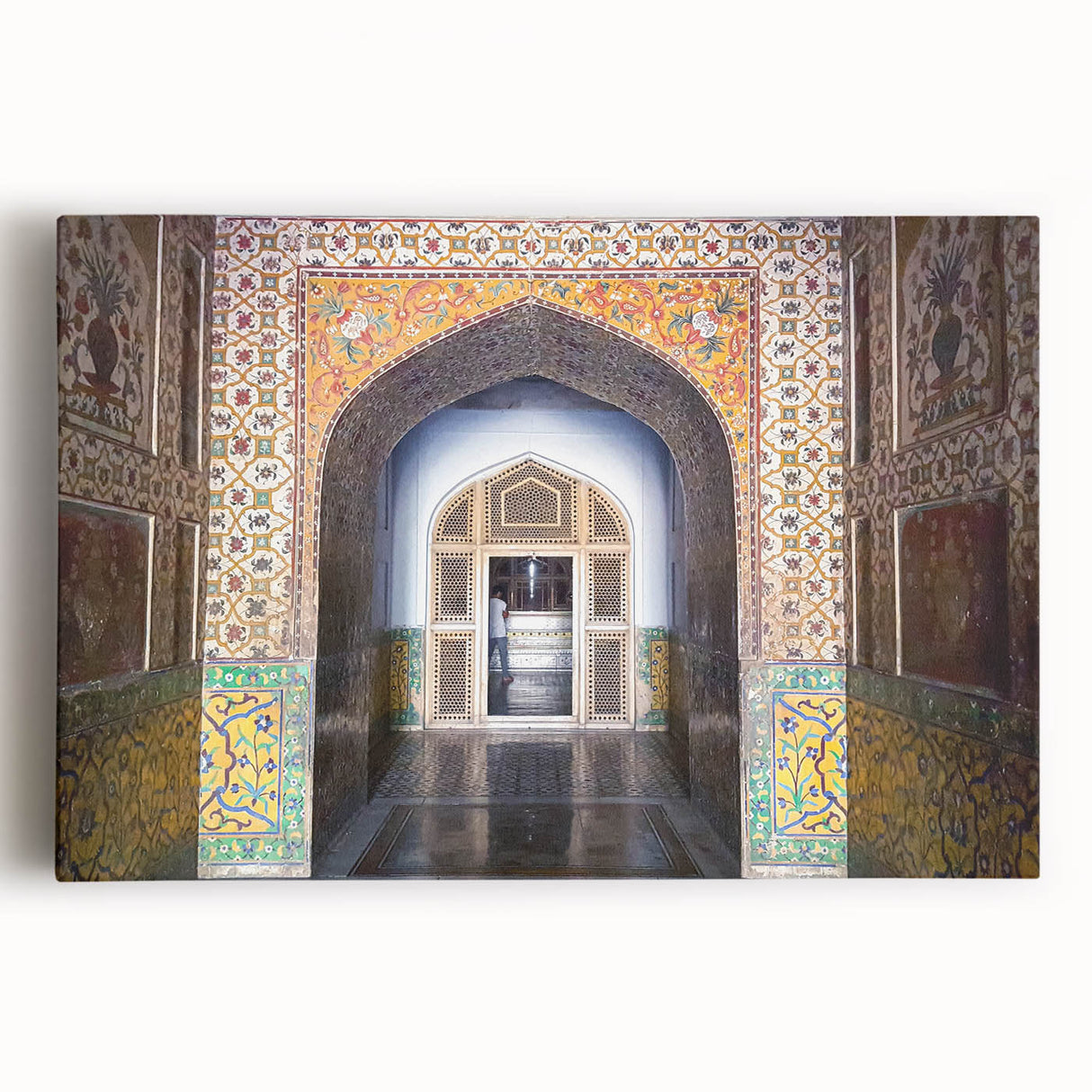Black and white photograph of a serene Pakistani landscape on large stretched canvas, ideal for kitchen wall art.