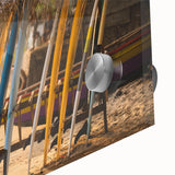 Large abstract acrylic print depicting a Sri Lankan landscape in mid-century modern style, ideal for dining room art.