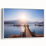 Vintage poster art of a Taiwanese landscape on extra large framed canvas.