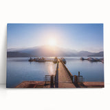 Large black and white wall art of Taiwan scenery on stretched canvas, ideal for kitchen or bedroom decor.