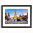 Extra large, textured abstract art print featuring vibrant, colorful depiction of Bangkok's skyline on a black framed canvas.