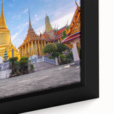 Close-up of black wall art featuring a textured, colorful Bangkok cityscape on a framed canvas, ideal for living room decor.
