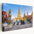 Large canvas print depicting Bangkok skyline in muted blue and gray tones, suitable for kitchen wall art.