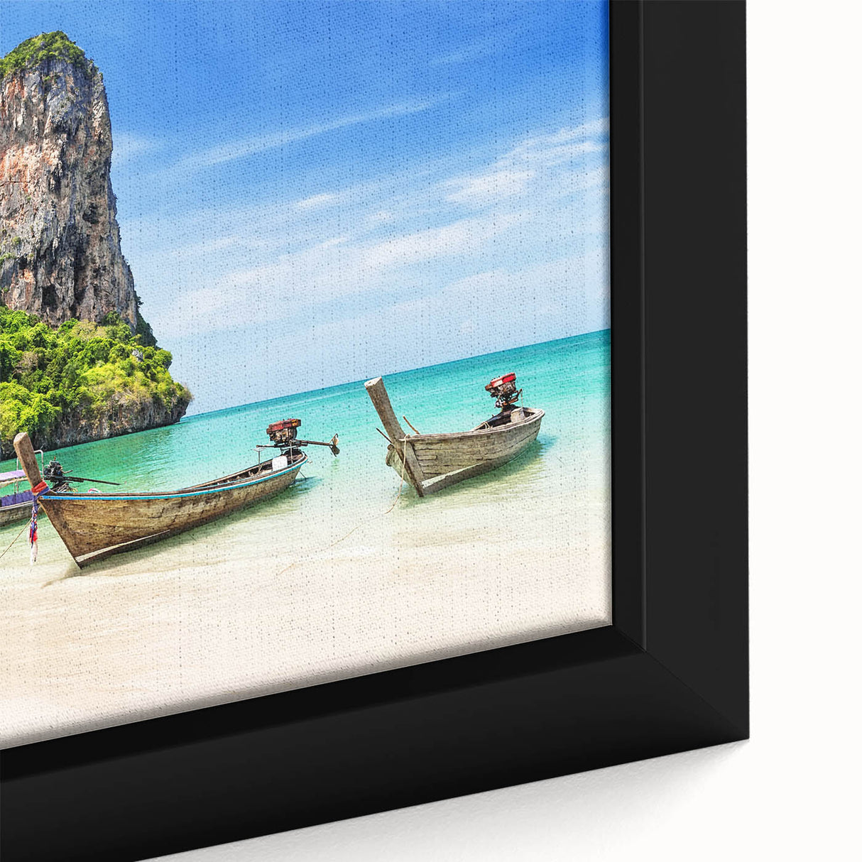 Extra large black wall art featuring a textured, colorful Asian scenery on framed canvas, ideal for living room decor.
