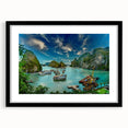 Extra large framed abstract print of a vibrant, colorful Vietnamese landscape on textured canvas.