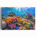 Black and white stretched canvas of the Great Barrier Reef, ideal for kitchen wall art.