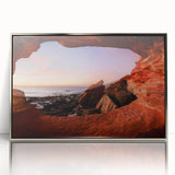 Art Deco style poster of Perth skyline in silver acrylic frame, suitable for modern art wall decor.