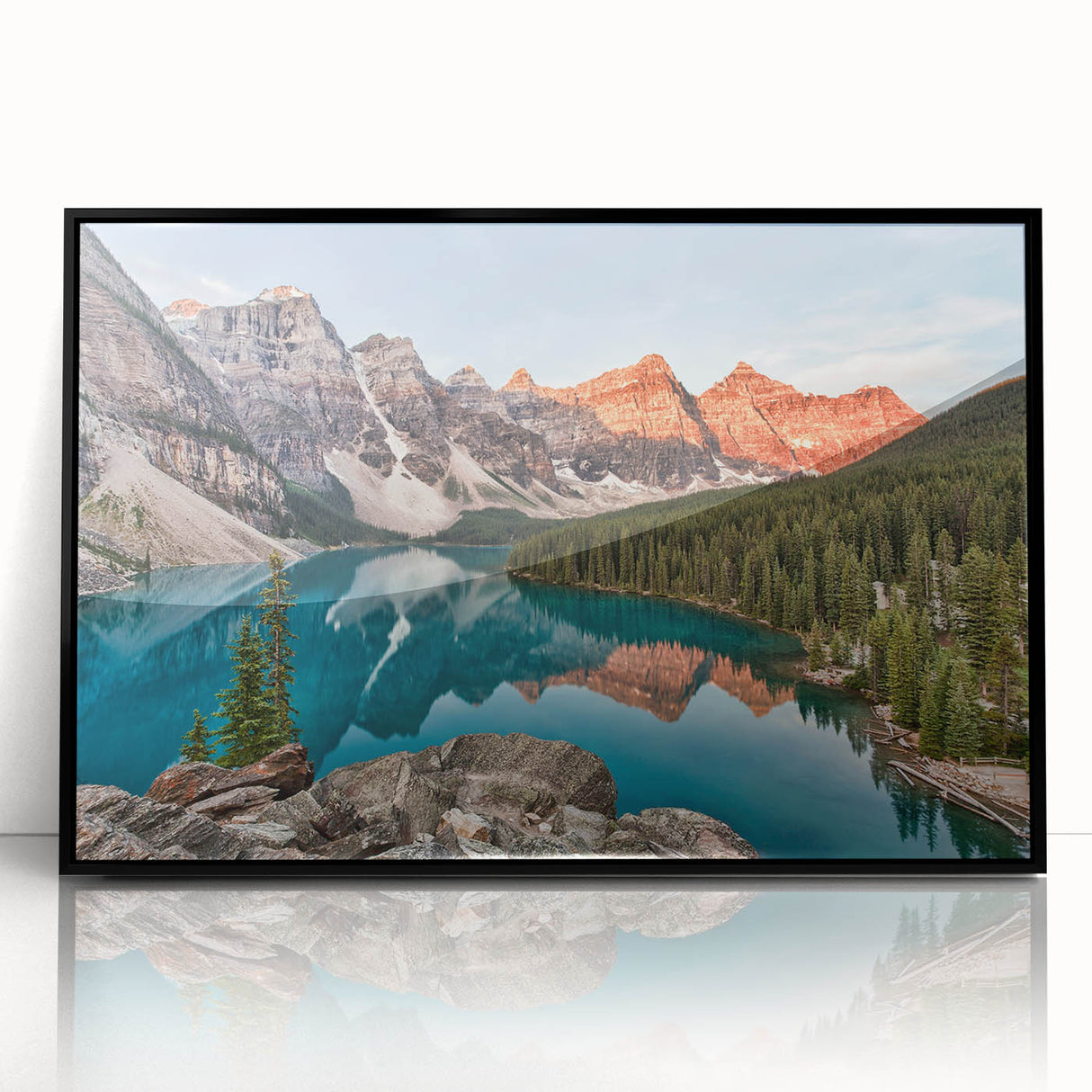 Large abstract wall art depicting Alberta, Canada scenery in muted earth tones on a framed acrylic.