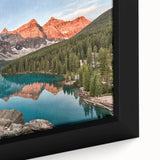Extra large framed canvas featuring a textured depiction of the Alberta, Canada scenery in black with colorful art accents.