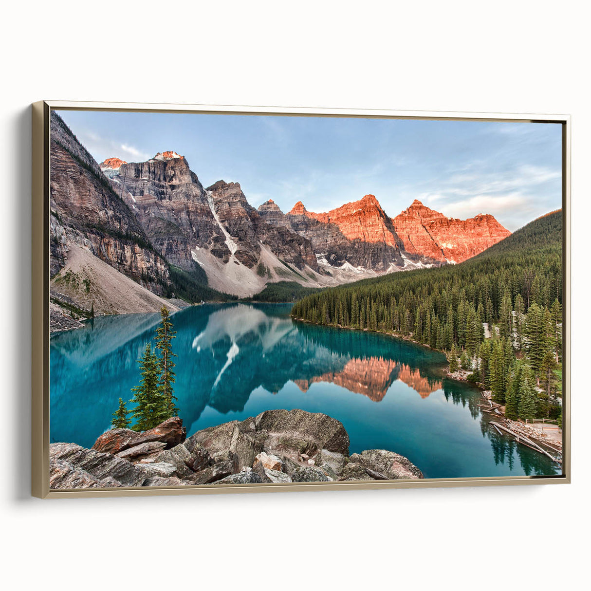 Framed canvas featuring a vintage-style landscape painting of Alberta, Canada in muted earth tones.