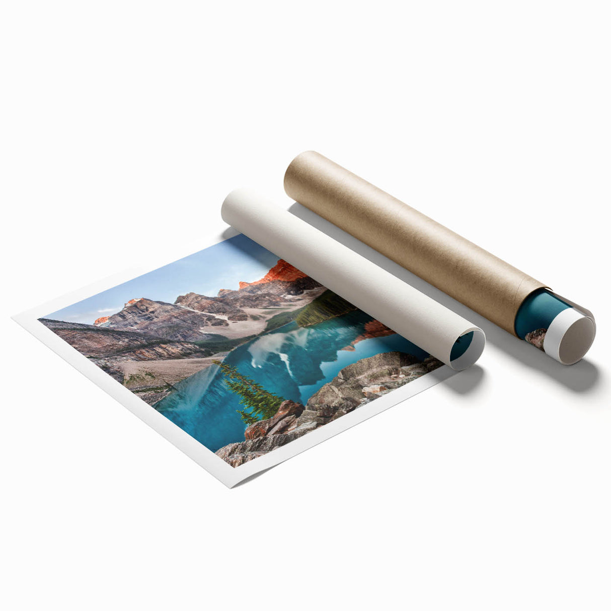Extra large rolled print of Alberta, Canada scenery with vibrant green and blue tones, ideal for classy bathroom wall art.