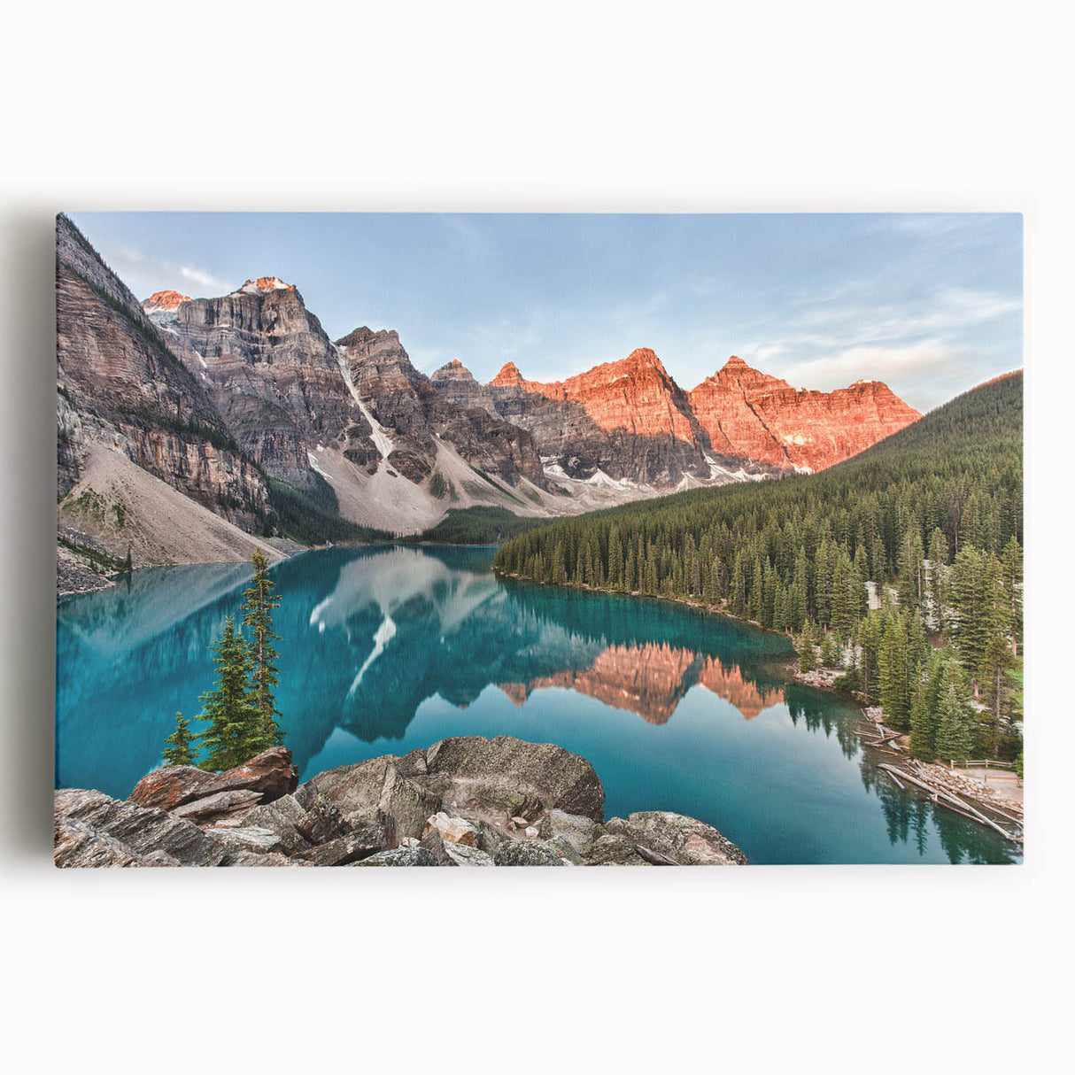 Black and white photograph of Alberta scenery on a large stretched canvas, ideal for kitchen wall art.