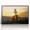 Large abstract wall art featuring a British Columbia scenery in muted earth tones on a framed acrylic.
