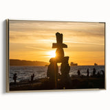 Framed canvas featuring a vintage-style landscape painting of British Columbia, with muted earth tones.