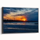 Black and white landscape art painting of Manitoba scenery on framed canvas, ideal for bedroom wall decor.