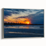 Framed canvas landscape art painting of Manitoba scenery in colorful tones, ideal for living room decor.