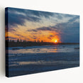 Large stretched canvas featuring a serene Manitoba, Canada landscape in muted green and blue tones.