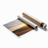 Extra large rolled print of a serene Saskatchewan landscape with soft floral elements in muted greens and blues.