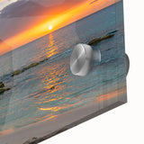 Large abstract wall art depicting a Caribbean scenery on acrylic glass.