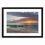 Abstract art print featuring a colorful, textured Caribbean scenery on a large framed canvas, ideal for living room decor.