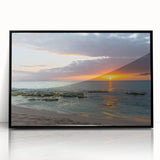 Large abstract wall art depicting the Caribbean scenery in Antigua, in vibrant blue and green tones on a framed acrylic.