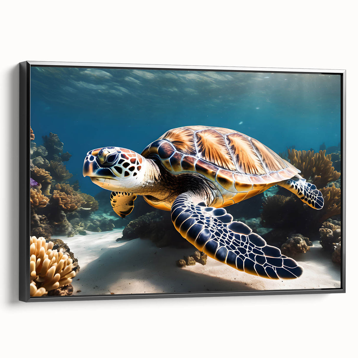 Black and white landscape art painting of Caribbean Aruba on framed canvas, ideal for bedroom wall decor.
