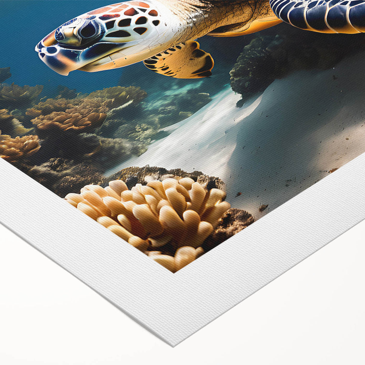 Art deco poster featuring a serene Caribbean beach scene in pastel blues and pinks on rolled canvas.