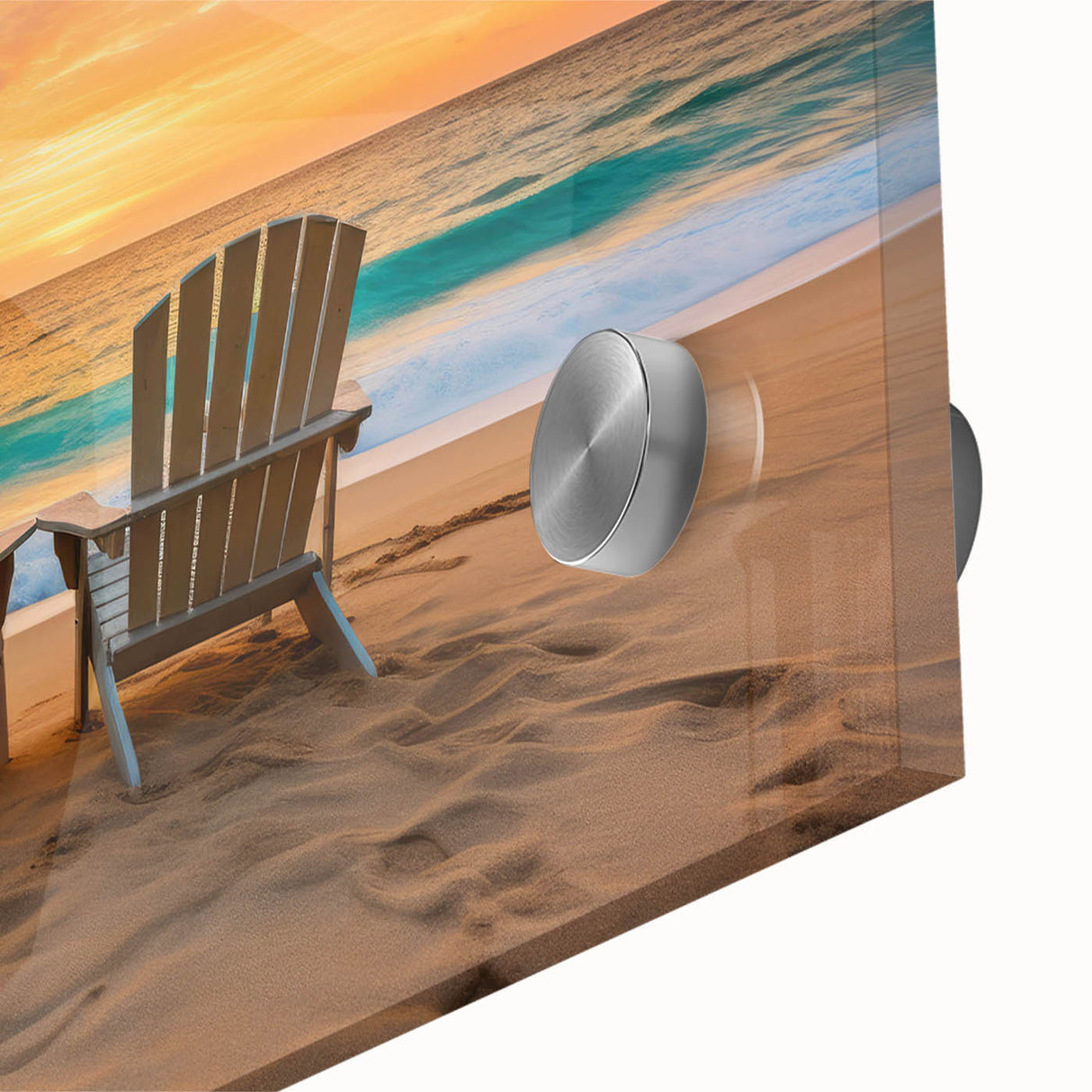 Large abstract wall art depicting a Caribbean seascape in vibrant blue and turquoise tones, acrylic print.