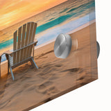 Large abstract wall art depicting a Caribbean seascape in vibrant blue and turquoise tones, acrylic print.