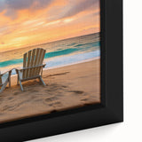 Black wall art featuring a textured Caribbean scenery on a framed canvas, with vibrant colors, ideal for living room decor.