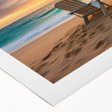 Art deco poster featuring a serene Caribbean Bahamas landscape on a rolled canvas, suitable for dining room decor.